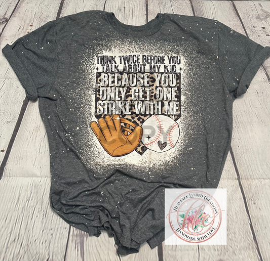 Bleached Tee Baseball One Strike