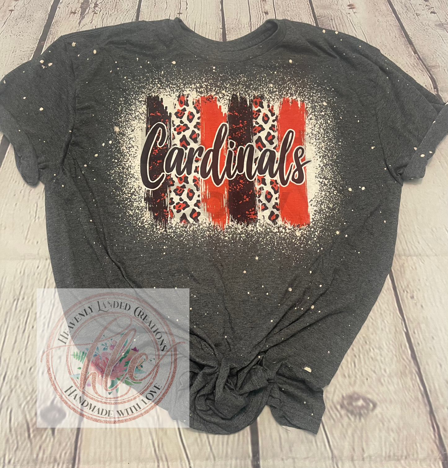 Bleached Tee School Spirit Cardinals