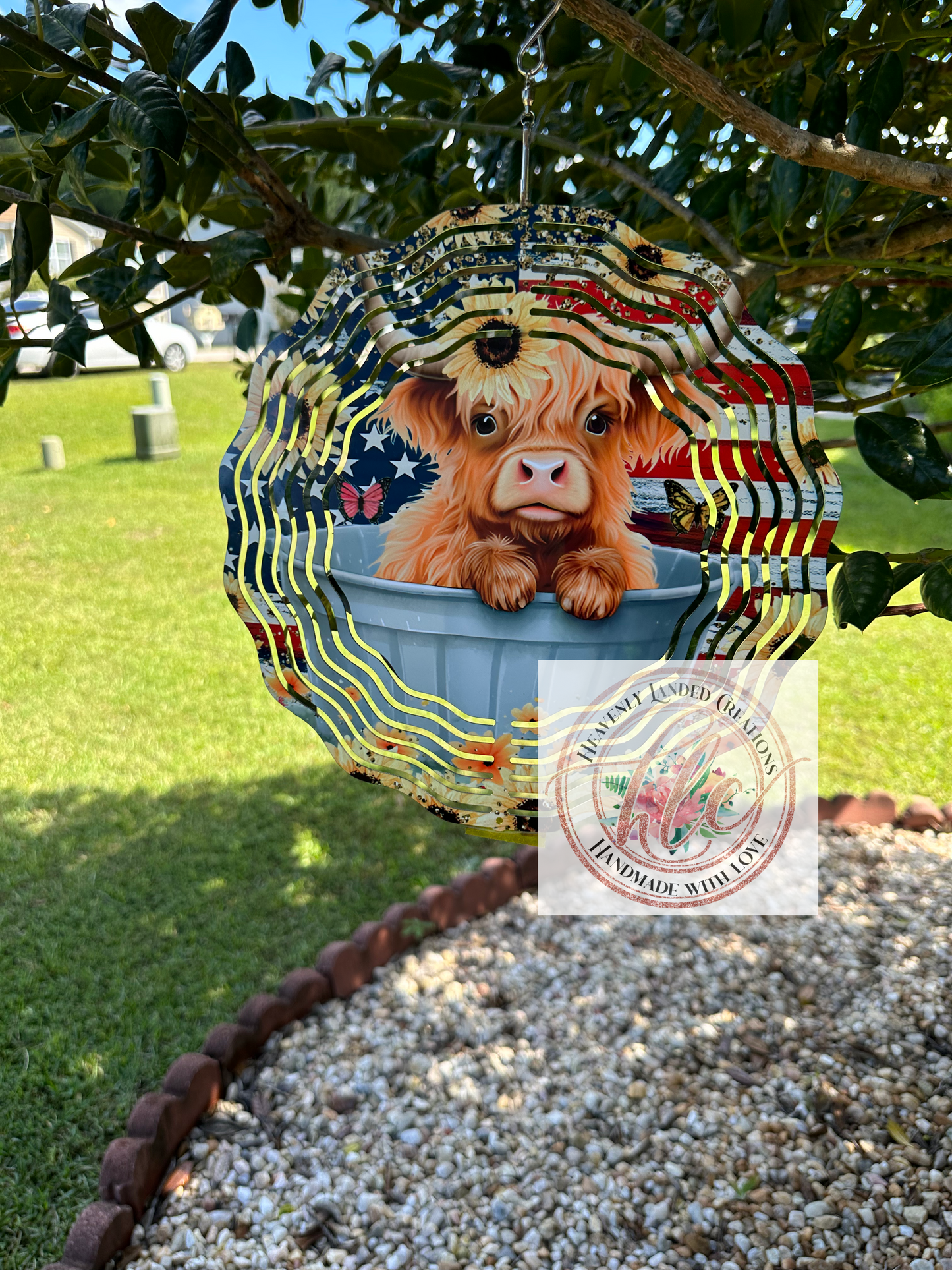Wind Spinner patriotic cow