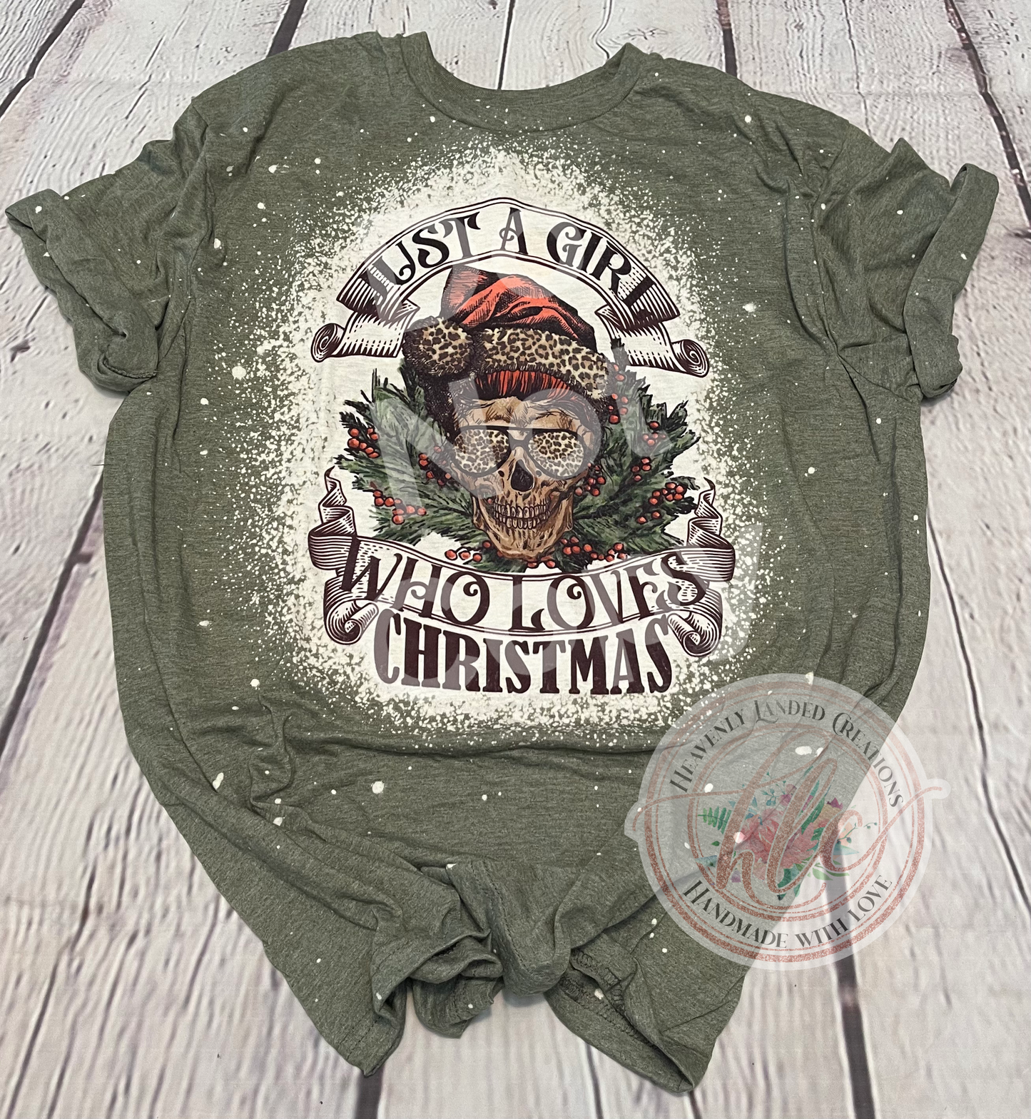 Bleached Tee Girl Who Loves Christmas