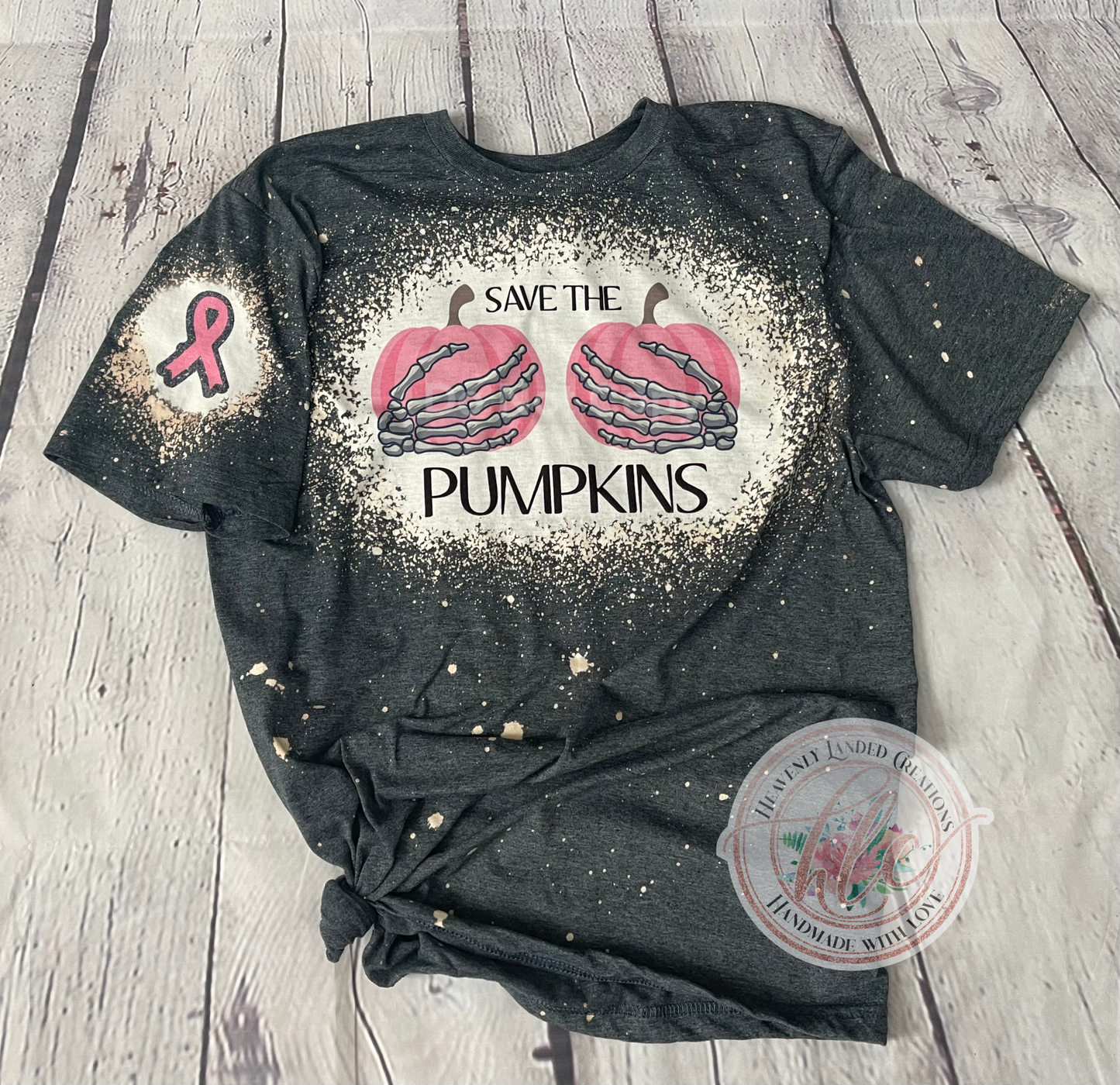 Bleached Tee Breast Cancer Save The Pumpkins