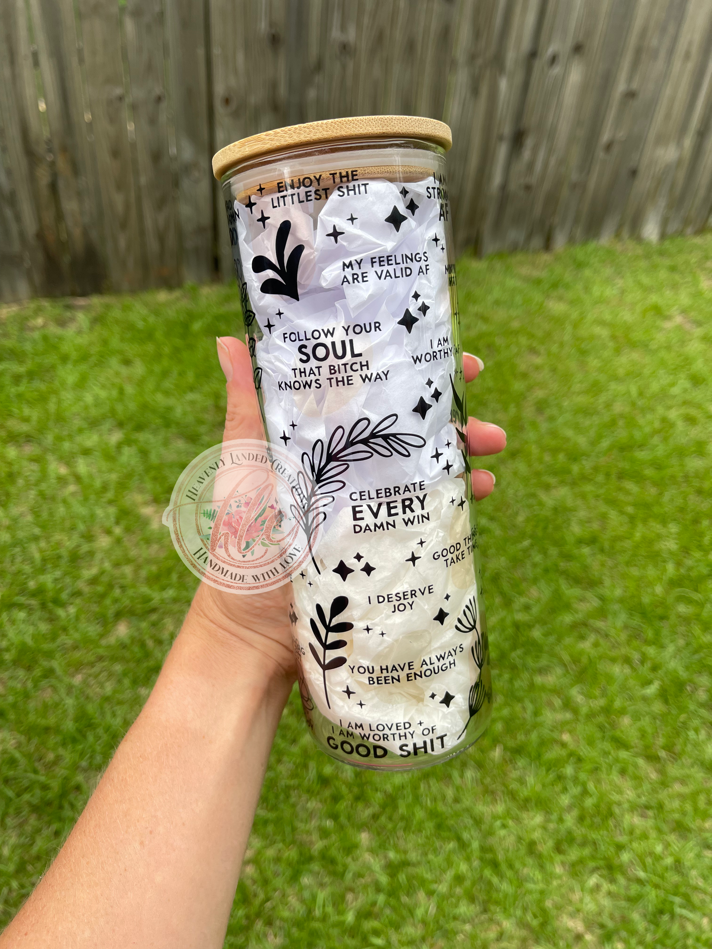 Glass Sublimation Tumbler EXPLICIT Daily Reminders CLEAR