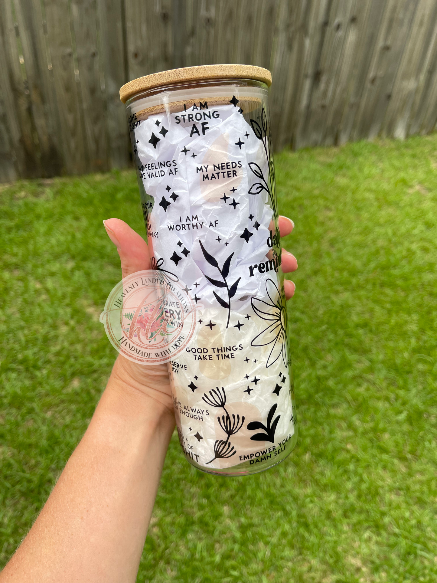 Glass Sublimation Tumbler EXPLICIT Daily Reminders CLEAR