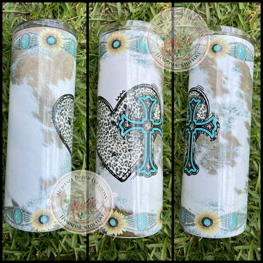 Sublimation Tumbler Heart & Cross