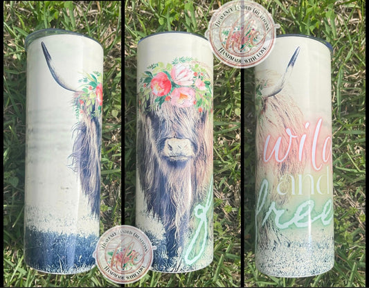 Sublimation Tumbler Highland Cow Wild And Free