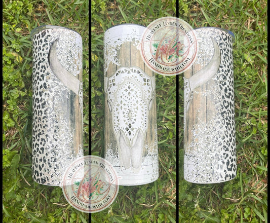 Sublimation Tumbler Boho Leopard Cow Skull