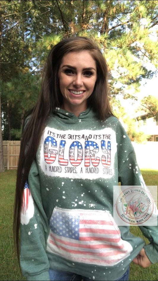 Bleached Hoodie Guts & Glory Military
