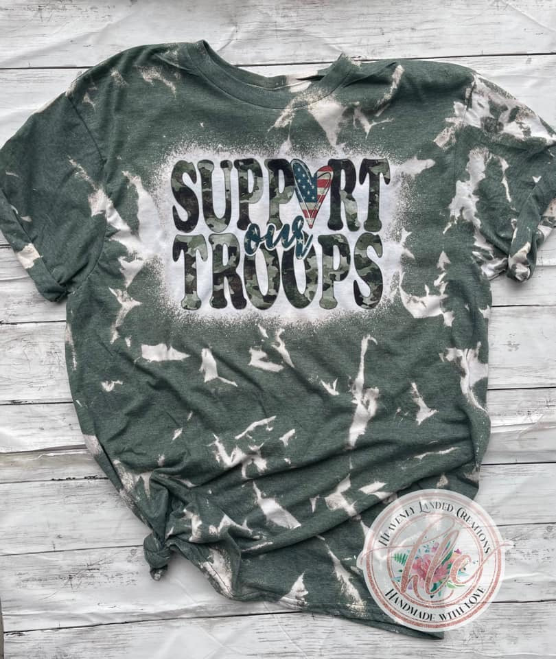 Bleached Tee Support Our Troops